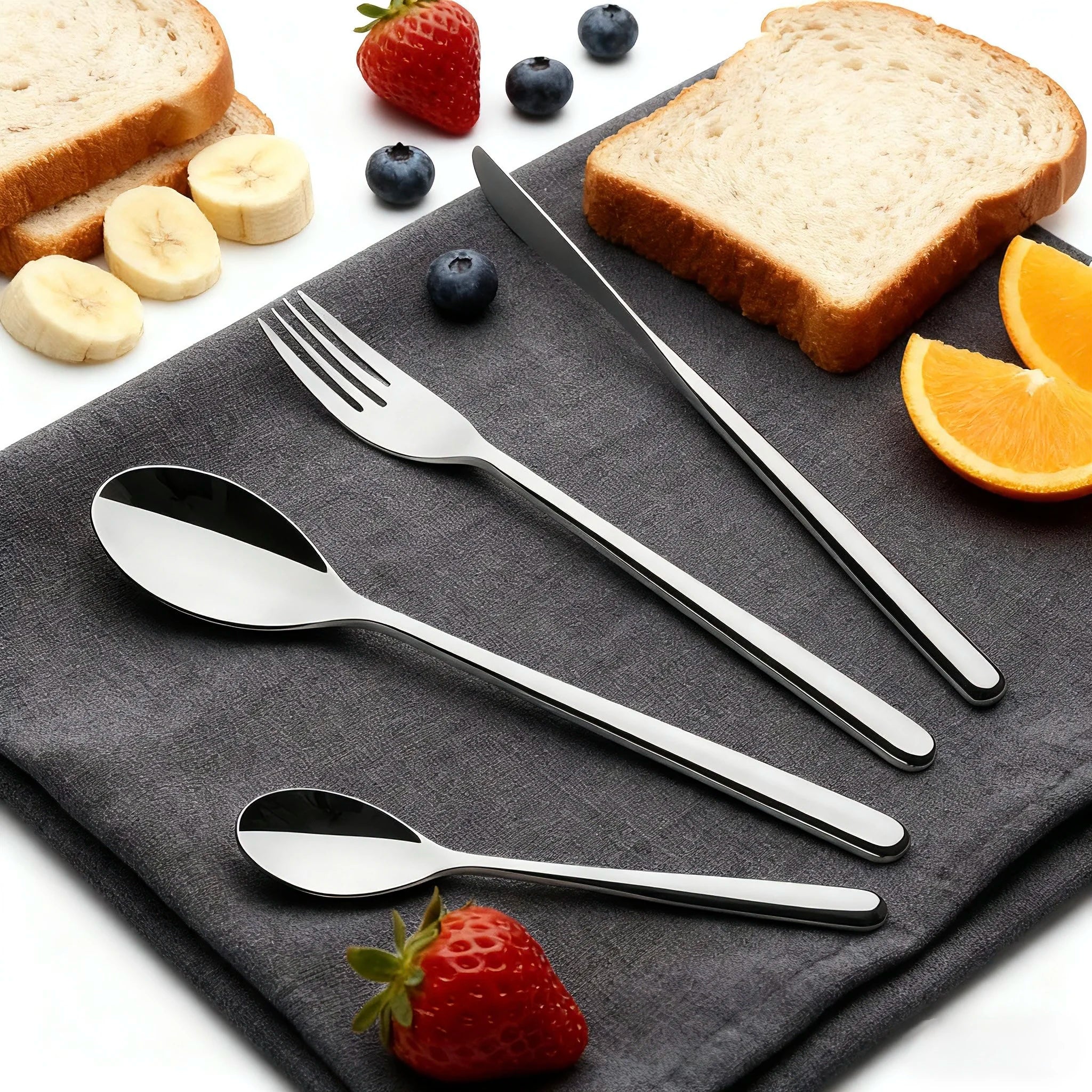 Luxury Hotel High-end Sustainable Contemporary Flatware Set Thick Handle Stainless Steel 18/10 304 High Mirror Polish Dishwasher