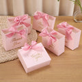Wholesale Pink Thank You Cardboard Paper Gift Box Folding Cookie Chocolate Candy Sweets Pink Gift Boxes With Bow Tie for Party