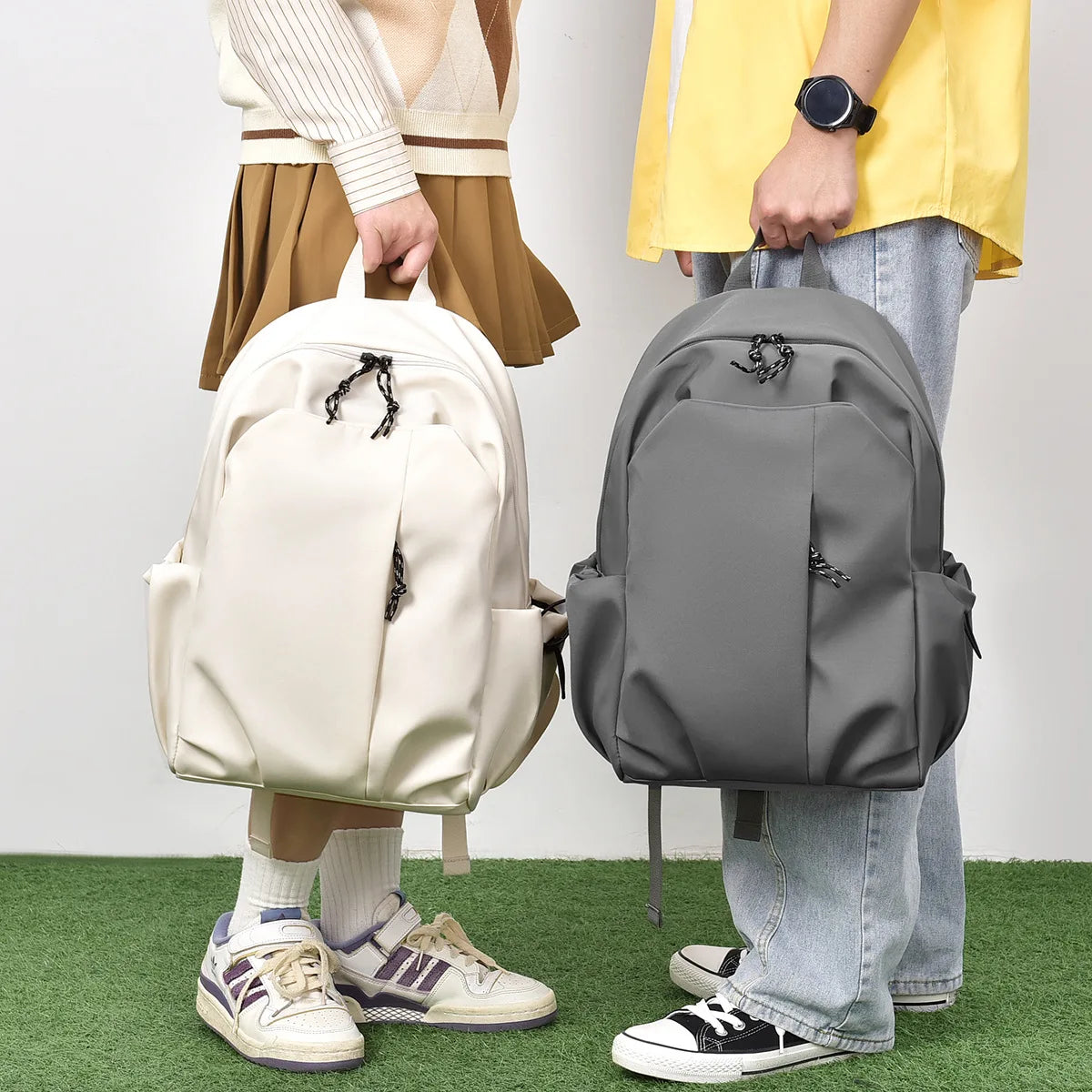 Students Simple Campus Schoolbag Fashionable Casual Backpacks Solid Color Travel Backpack