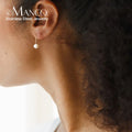 EManco Trendy Freshwater Pearl Drop Earrings 316 Stainless Steel Chain Wedding Party Women's Gift