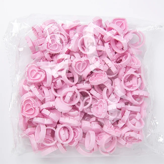Wholesale Plastic Heart Glue Ring for Eyelashes Eyelash Glue Holder Adhesive Cup Grafting Tools