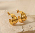 18K Gold Plated Stainless Steel Jewelry Irregular Octagon Star White Zircon C Shape  Hoop Earrings for Women Earrings