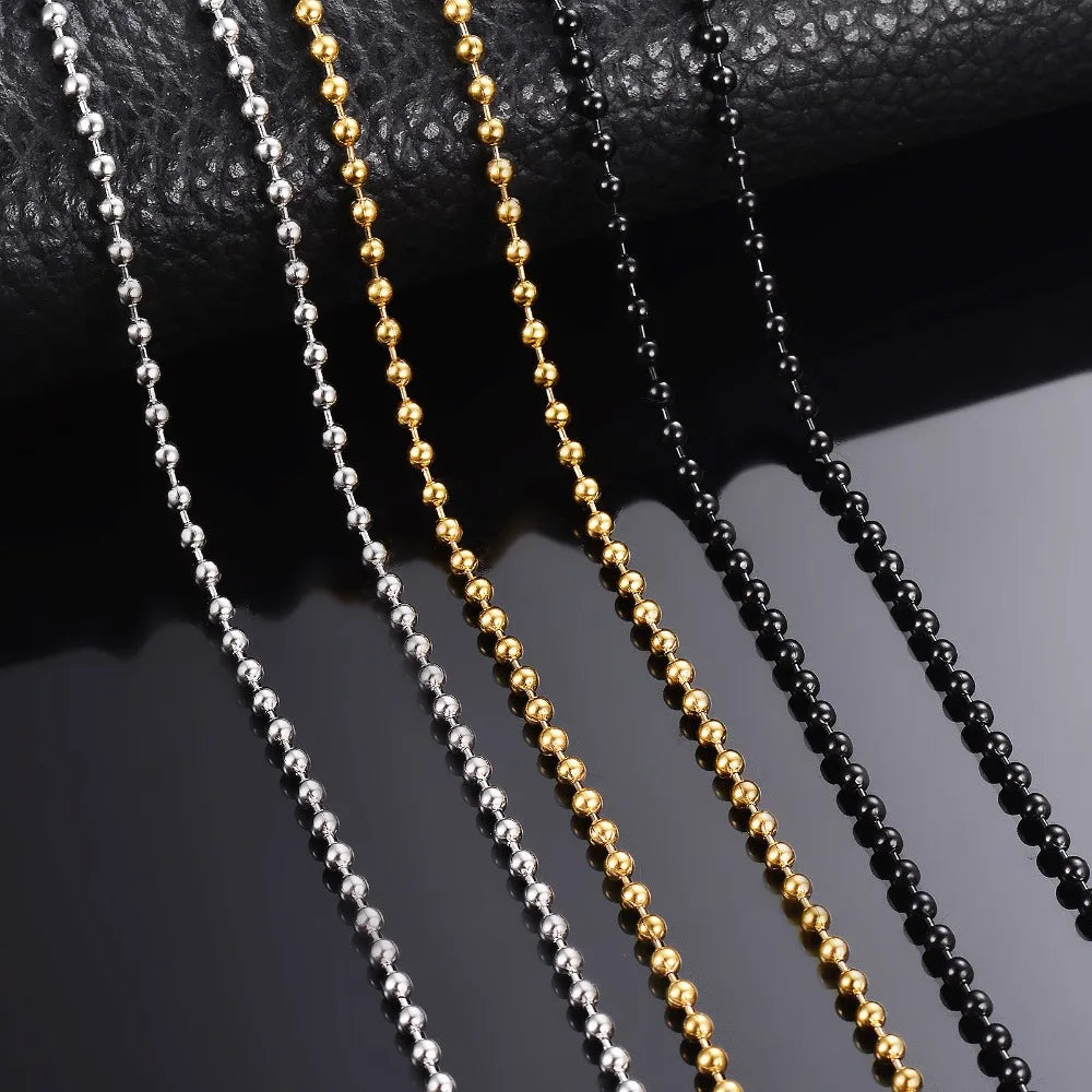 18k Gold Ball Necklace Chains Stainless Steel Chain Necklace for Pendant
