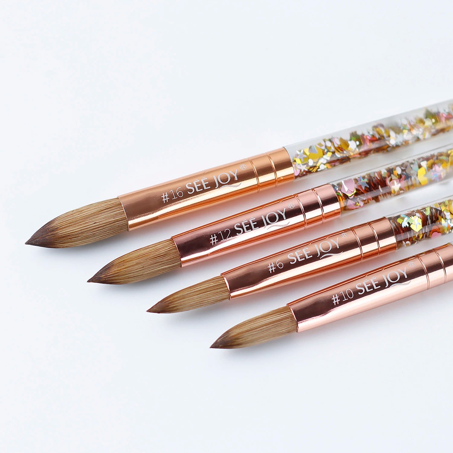 2025 Private Labeling Rose Gold Nail Art Brush 100% Pure Kolinsky Design Acrylic Gel Nail Brushes
