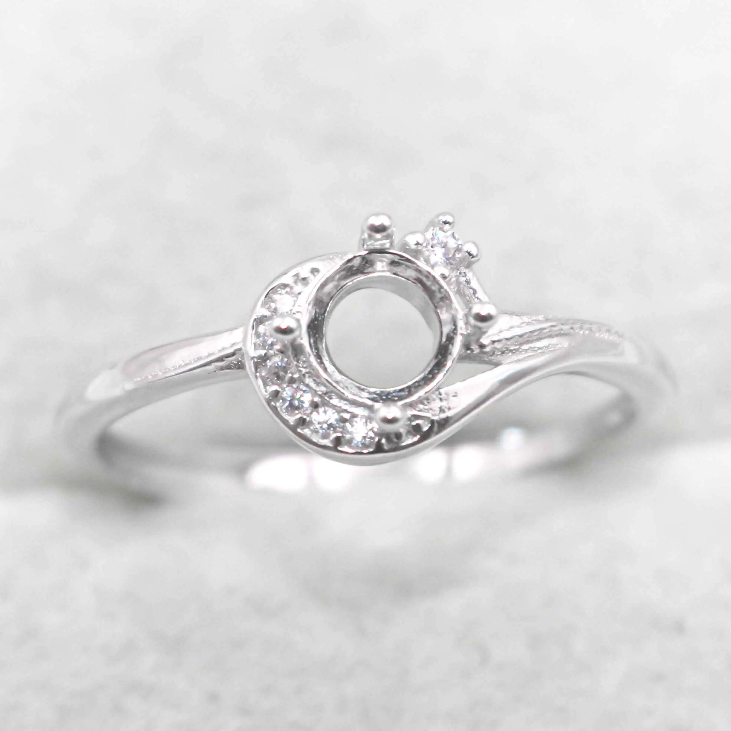 Semi Mount 5*5mm Sterling Silver Ring Empty Frame Blank Support Claw Setting S925 Base Holder Without Center Stone for DIY Inlay