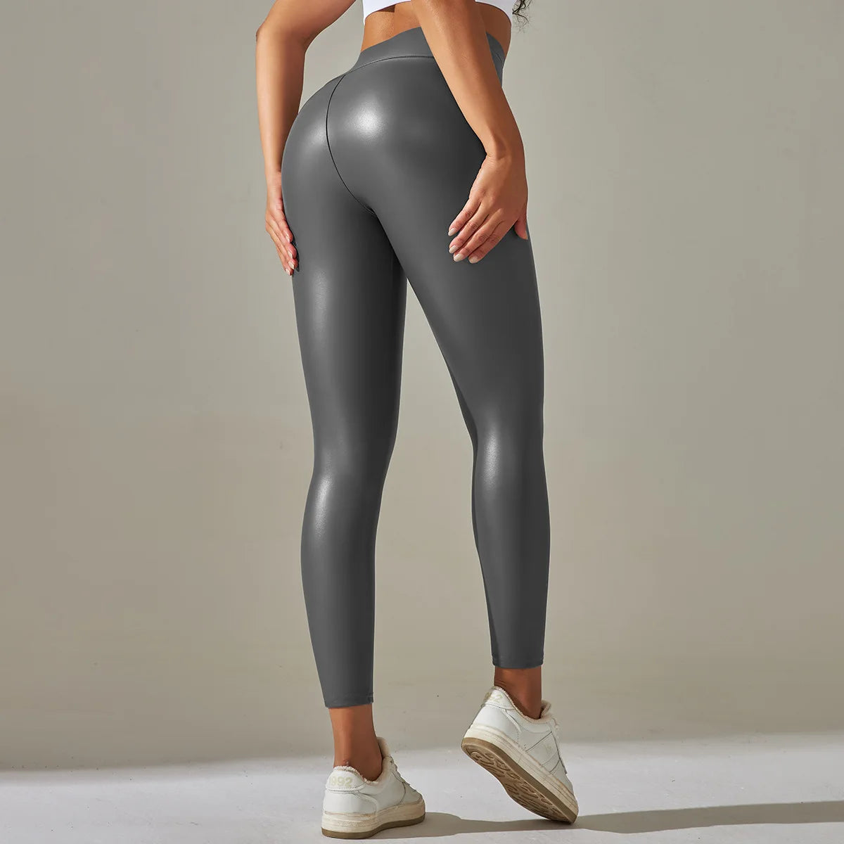 FLW Plus-size Women's Solid High-Waisted Eco-Friendly Four-Way Stretch Full-Length Yoga Leggings for Sports Workout