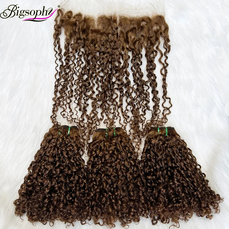 Super Double Drawn Pixie Curl Hair Brazilian Raw Virgin Cuticle Aligned Hair Bundles Funmi Human Hair Extension