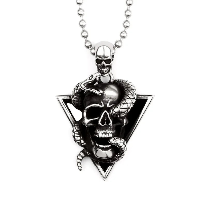 SS8-519P Medusa - Snake Skull Pendant Stainless Steel Necklace Gothic Jewelry Punk Necklace Jewelry