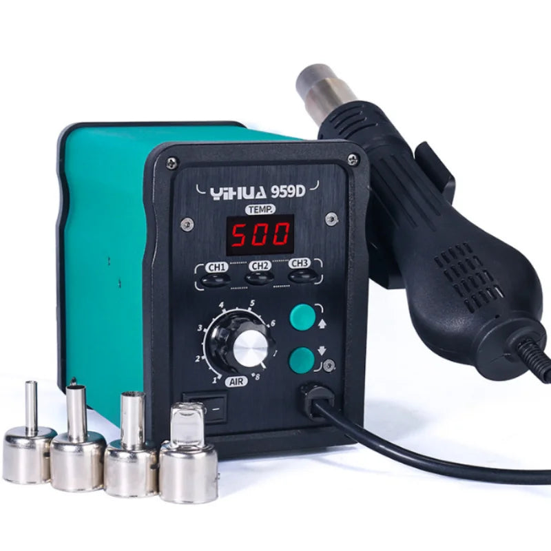 YIHUA 959D 700W SMD Digital Desoldering Station Intelligent Lead-Free Spiral Hot Air Gun Rework Soldering AC 110V-240V 120L/min