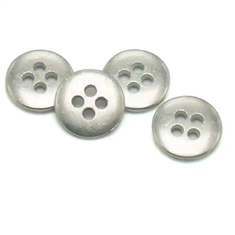 4 Holes Metal Button Coat Alloy Antique Silver Button for Shirt