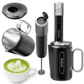 Hands Free 3 Speed 2000mAh Rechargeable IPX4 Waterproof Electric Milk Frother with Food Grade Stainless Steel Double Coil Whisk