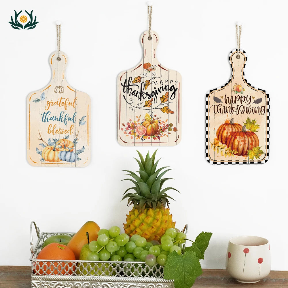 Putuo Decor Thanksgiving Cutting MDF Sign Chopping Board Shape Wooden Sign Home Door Kitchen Decor