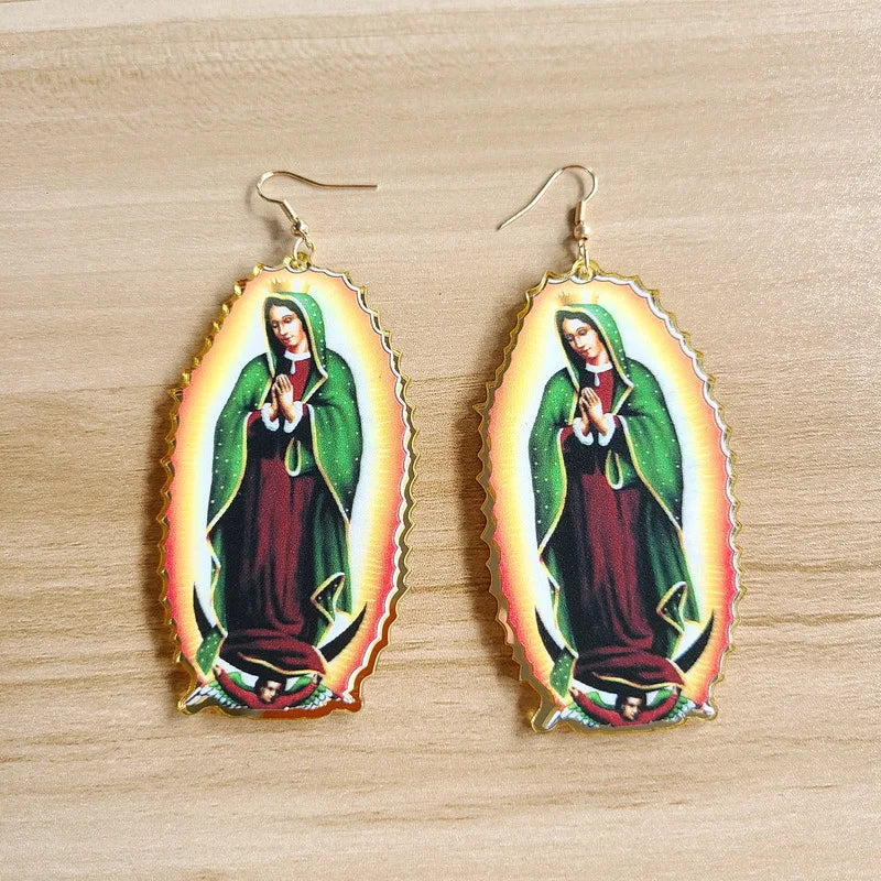 New Design Virgin Mary Earring Personality Retro Acrylic Earrings 2021 Women Fashion Earrings