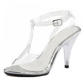 New 10 cm Short Heel Transparent Sandals Fish Mouth Leaky Toe Transparent High Heels Club Large Women's Buckle Shoes