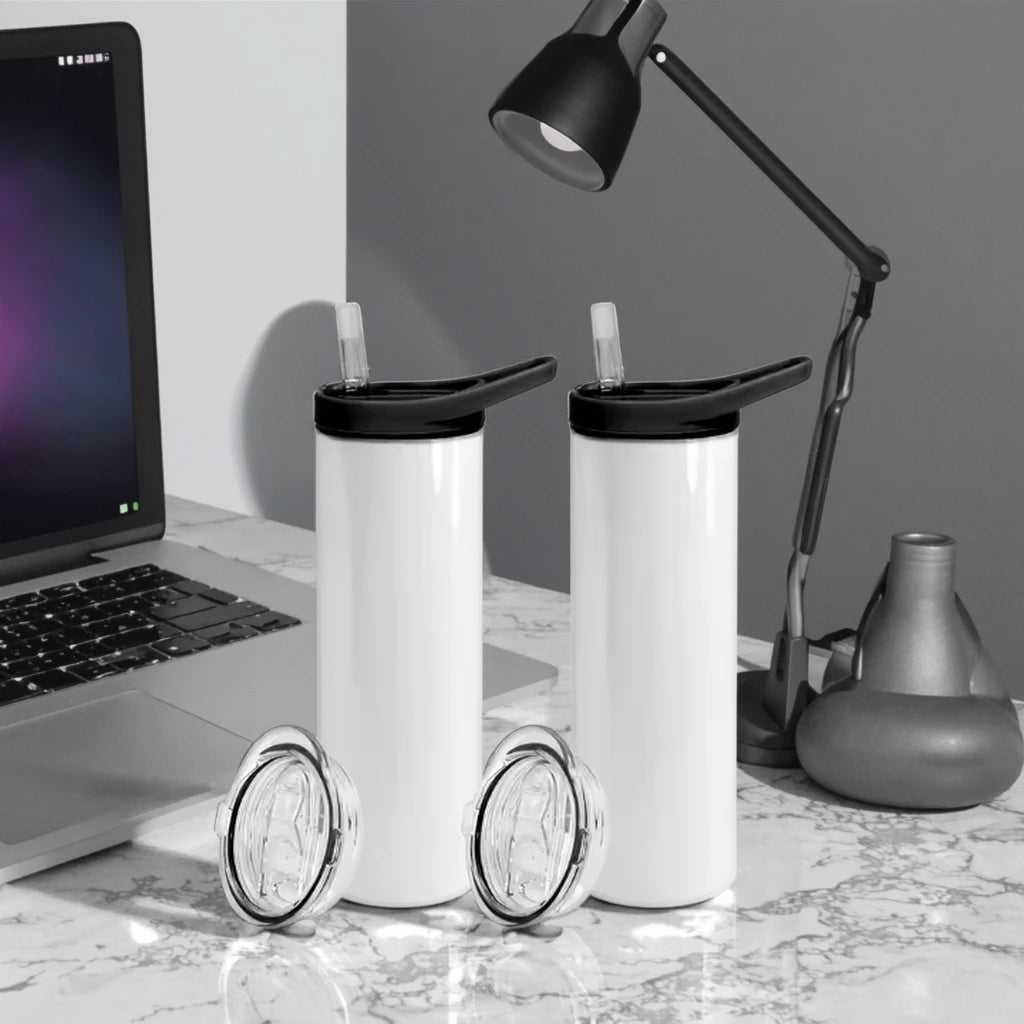 20oz Double-Walled Stainless Steel Tumbler Vacuum Flask Bottle with Black Screw Lid Clear Slide Lid 25pcs/Ctn in Stock