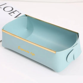 2023 Nordic Leather Desktop Storage Box PU Foldable Grocery Basket Household Dice Tray Organizer Cosmetic Coins Decorative Plate