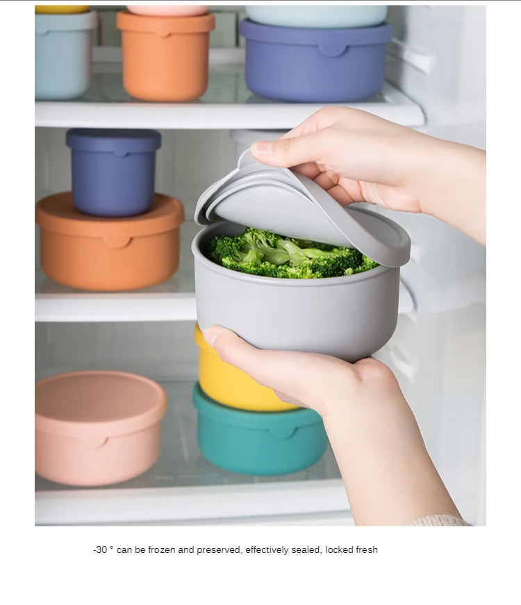 2023 Hot Selling Heatable Food Grade Silicone Kids Lunch Box Round Container for Comfortable Lunches