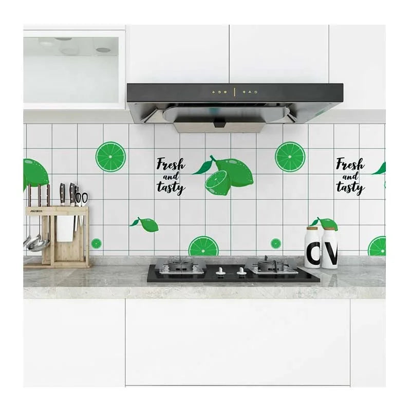 Green Lemon Peel and Stick PVC Decorative Self Adhesive Removable Wallpapers Sticker for Kitchen Decoration Wall Sticker