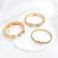 New High Quality Guangdong Plating Fashion Women Metal Bangle  Rhinestone Open Cuff Leaf Belt Alloy Nail Bracelet Bangle
