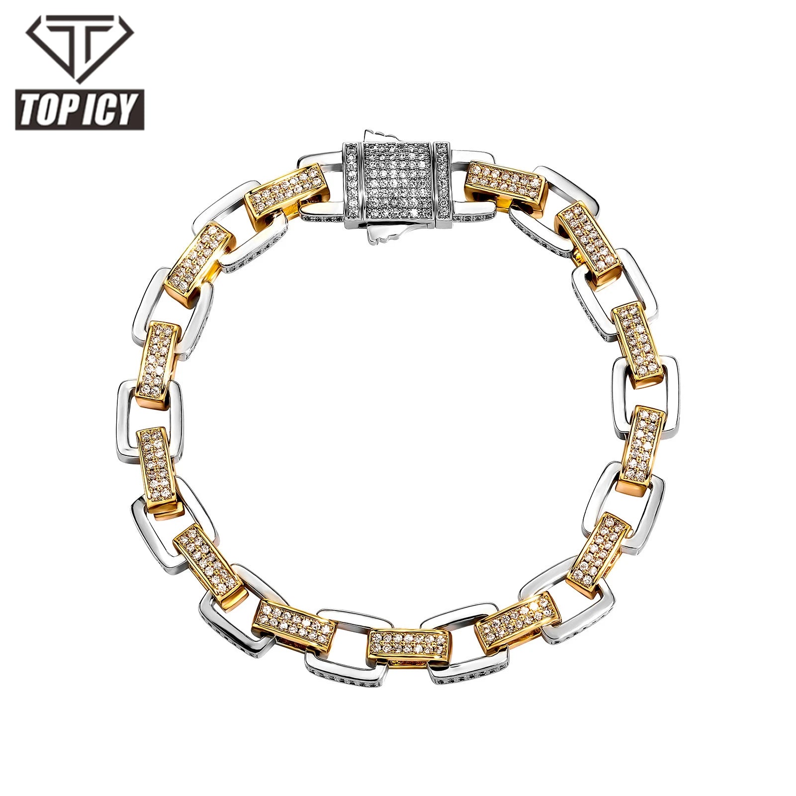 Top Icy 9mm Mixed Color Fashion Cuban Bracelet Gold Plated AAA Cubic Zircon Iced Out Full Diamond Men Bracelet