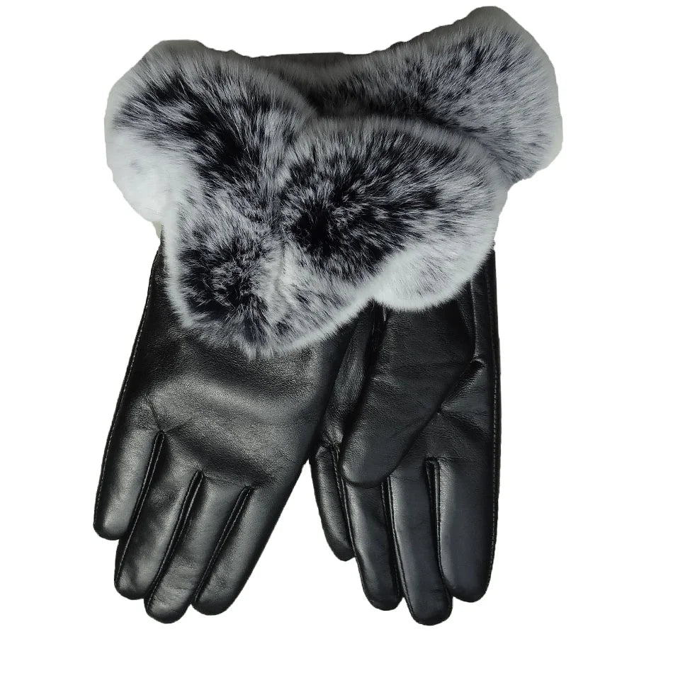 Sample Support 2026 Customization Hot Sale Real Sheepskin Leather Ladies Wool Linen Fox Fur Gloves