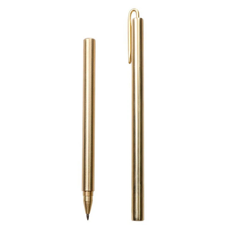 Custom Logo Luxury Copper Metal Pen with Sports Body 0.5mm Gel Ink Round Shape Matte Gold Color Clip for Business Gift