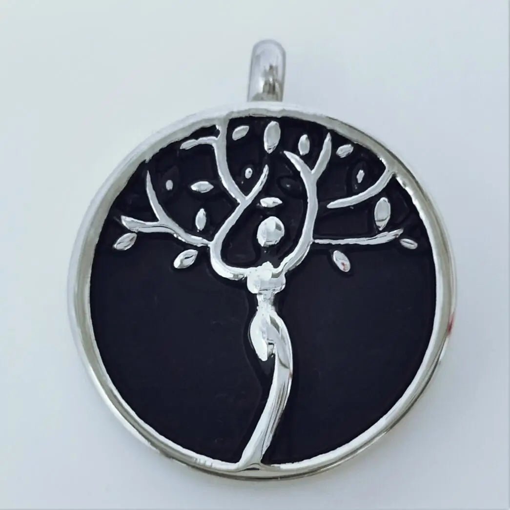 Stainless Steel Round Urn Necklace Angels Tree Cremation Ash Keepsake Memorial Jewelry Enamel Enternal Life Casket Jar Holder
