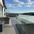 YL Outdoor Aluminum U Channel Farmhouse Design Villa Balustrade Handrail Fence Frameless Tempered Glass Railing for Balcony Deck