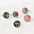 Custom Adjustable Couples Fashion Jewelry Rings Round Resin Dried Flower Plant Ring