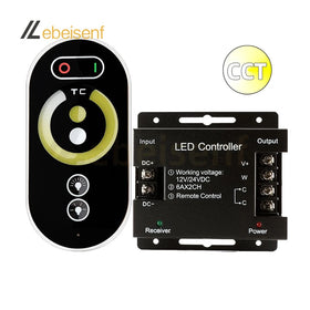High Power LED Controller DC 12V 24V 12A CCT PWM Signal Dimmer RF Touch Remote 5050 2-Channel Dual Color Metal Light Strip