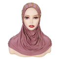 CCY Plain Color Women Muslim Instant Hijab With Beads One Piece Easy to Wear Islamic Malaysia Turban Head Hijabs