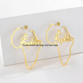 High Quality 18k Gold Plated Africa Map Earrings Jewelry Custom Stainless Steel Love Word Earring for Women