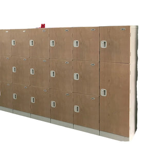 Wood Grain ABS Plastic Smart Locker Safe and Convenient Assembled Structure for School Gym Sport Center