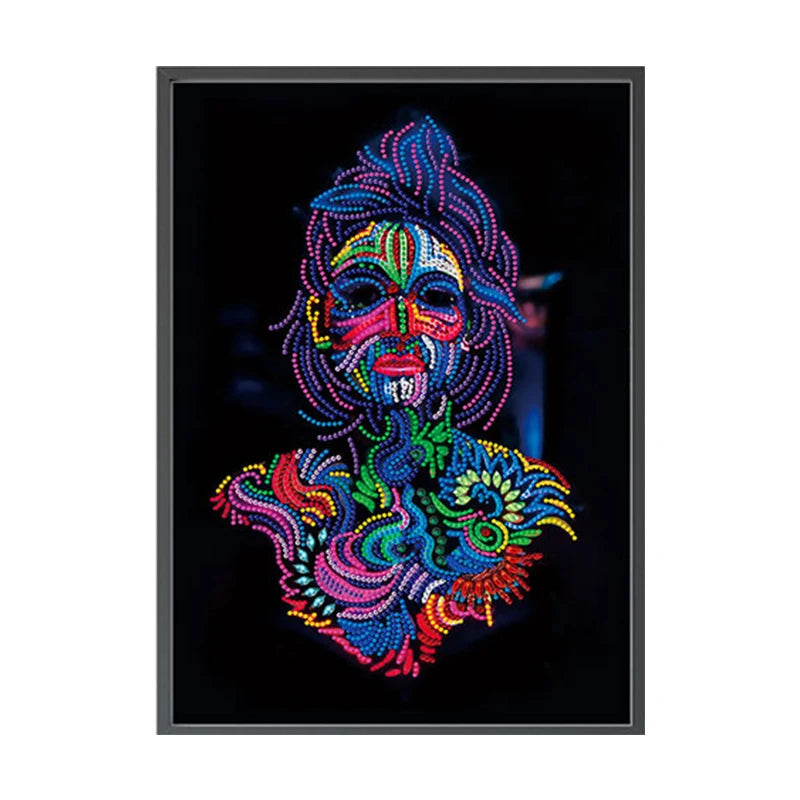 Modern Art Diamond Painting Night Glowing Woman Portrait Picture Diy Colorful Diamond Embroidery for Home Bedroom Decor Wall