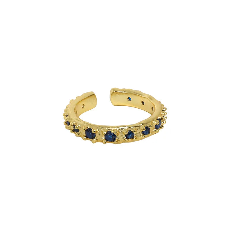 VIANRLA Blue Cz Stone Ring Gold Plated dainty Ring Sterling Silver 925 for Women