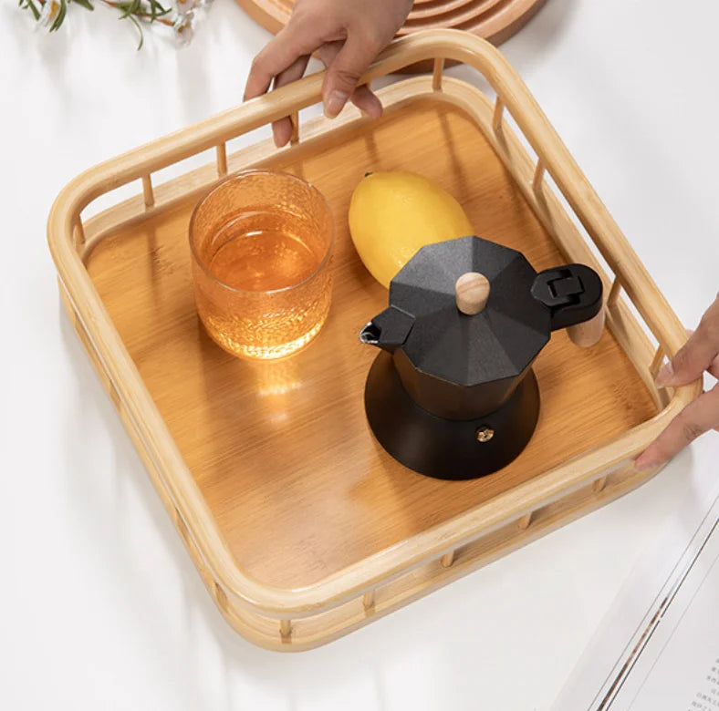Eco-Friendly Bamboo Cake Stands Small Tray for Home Hotel Restaurant Fruit Refreshment
