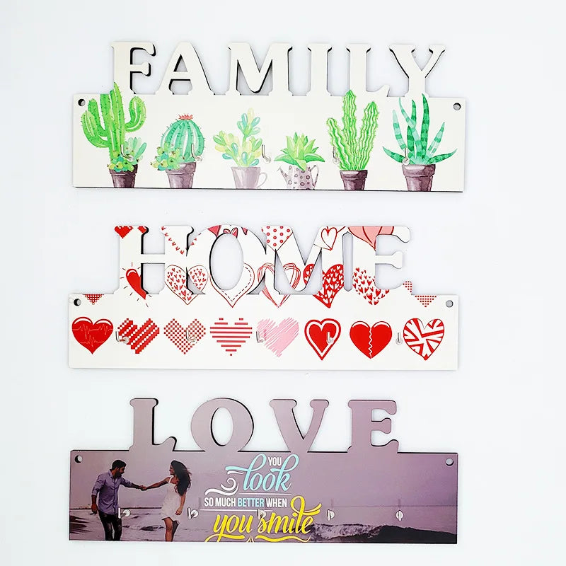 Wholesale Modern Anniversary Home Decoration Wood MDF Sublimation Customized Logo Coat Key Hanger