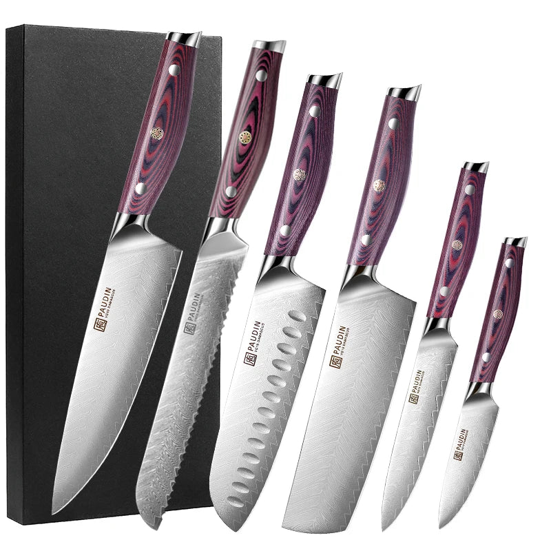 6PCS Royalty Line Professional 8" 7" 5" 3.5" Damascus Kitchen Chef Knife AUS 10 Japanese Knife Set