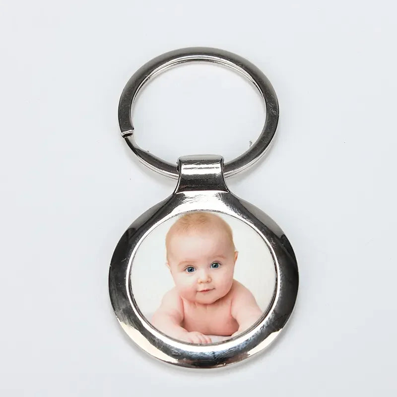 Classic Round Shape Sublimation Metal Keychain Blanks Custom Printing Blank Key Door with Aluminum Insert A-03