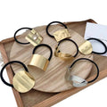 New Simple Charm Design Geometric Gold Metal Alloy Elastic Rubber Hair Bands Women ponytail  Hair Ties Rope Accessories