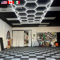 New Design 5CCT Dimmable LED Hexagon Light Waterproof Ceiling Work Light for Car Showroom Garage 15x Detailing AC for Workshops
