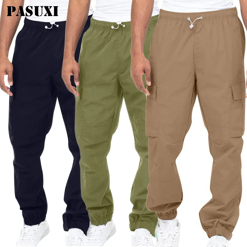 PASUXI Mens Fashion Joggers Sports Pants Casual Cotton Cargo Pants Gym Sweatpants Trousers Mens Long Pant