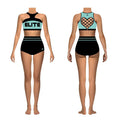 Wholesale Sportswear Dance Team Top and Short Sports Team Warm up Green and Black Youth Cheer Practice Clothes