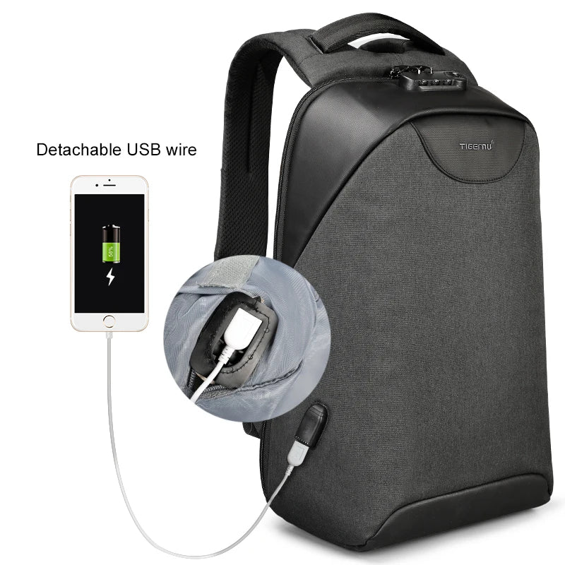 Multifunctional 15.6 Inch Anti-Theft Business Backpack Large Capacity Waterproof Leisure Unique Features Universal Polyester