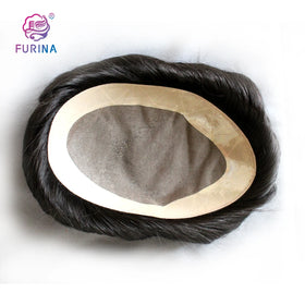 Long Service Life Toupee Human Hair Remy Hair Toupee Grey Hair Replacement Men Toupee