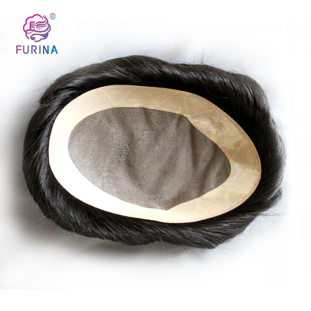 Long Service Life Toupee Human Hair Remy Hair Toupee Grey Hair Replacement Men Toupee