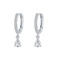 Daidan Zirconia Earrings Silver White Stone Teardrop Hoop Women'S Geometric Drop 925 Sterling Silver Hoop Earring