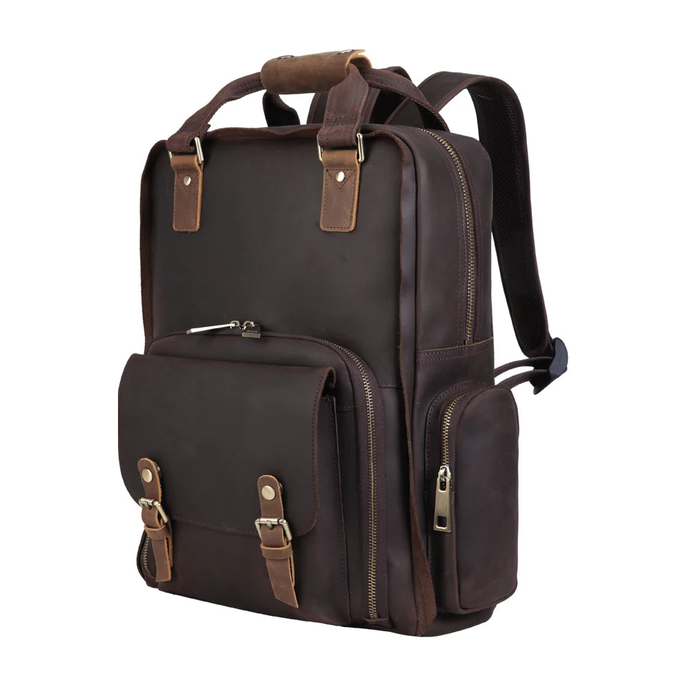 OEM Outdoor Hiking Travel Custom Logo Large Capacity Men's Real Leather Waterproof Durable Professional Photography DSLR Camera