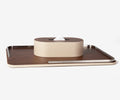 S-709 Hot Selling Rectangle Walnut Wood Serving Tray Set Stainless Steel Frame Eco-Friendly Storage Trays for Home Decor