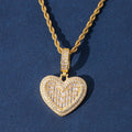 Top Icy Iced Out Baguette Heart Pendant Brass 18K Gold Plated CZ Fashion Jewelry Pendants Cute Necklace for Women